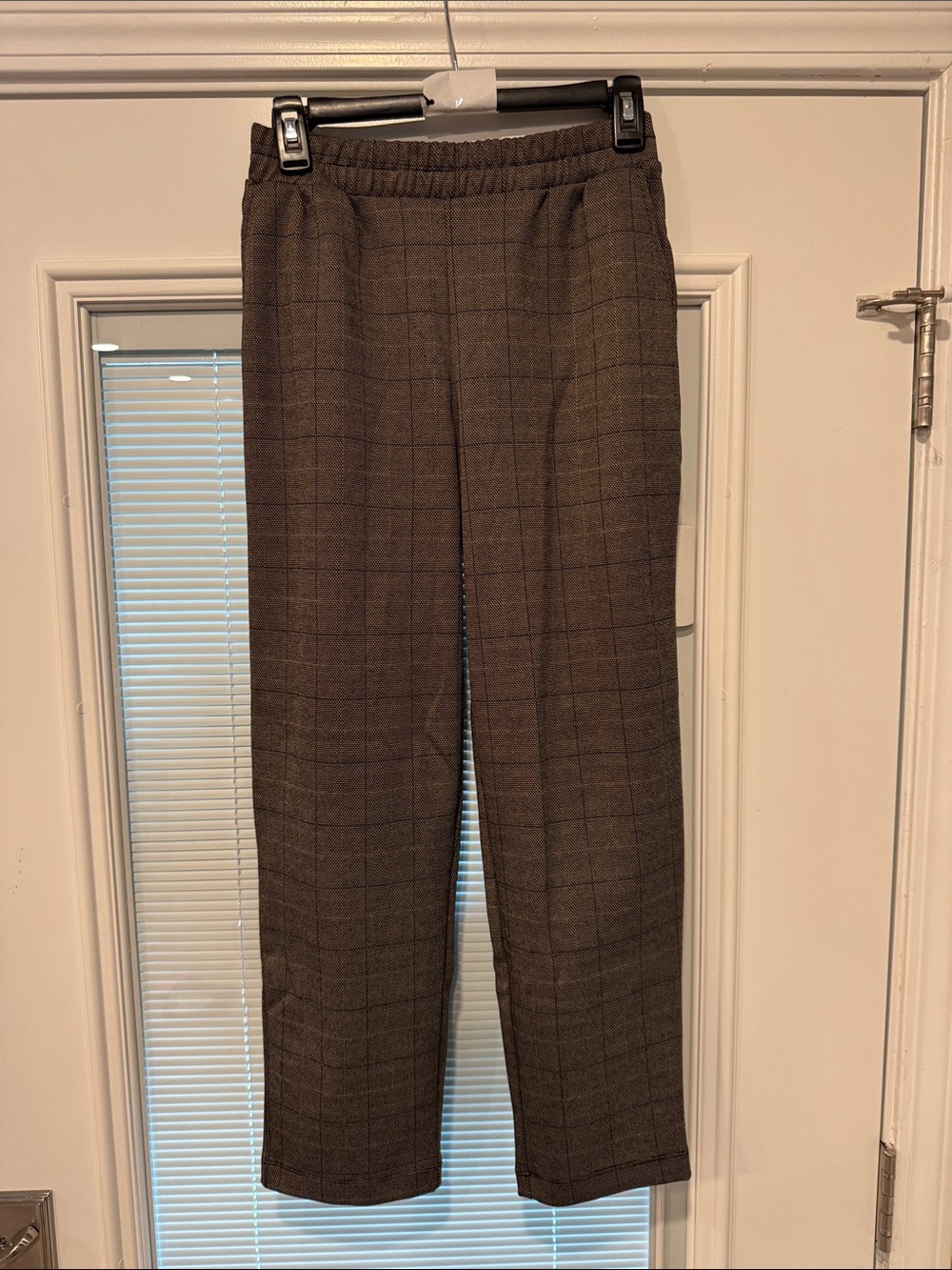 a new day Brown Windowpane Plaid Straight-Leg Trousers